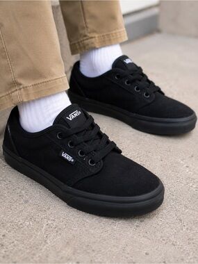 Vans Atwood Kids Youth 13 Black Canvas Lace Up Low Top Sneakers Unisex